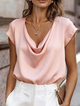 Load image into Gallery viewer, Women's Short-Sleeve Turtleneck Top – Loose Fit Casual Pullover