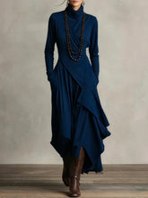 Load image into Gallery viewer, Women's Cross-Wrap High-Neck Long-Sleeve Maxi Dress