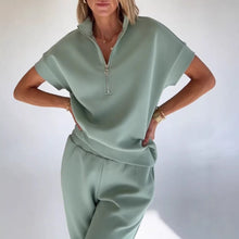 Load image into Gallery viewer, Athleisure Knit 3/4 Sleeve T-Shirt & Pants Set – 3 Colors, S–3XL