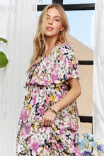 Load image into Gallery viewer, Layered Floral Off-Shoulder Short Sleeve Maxi Dress – Elegant Off-Shoulder Maxi Dress with Layered Floral Pattern for a Romantic Look