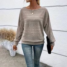Load image into Gallery viewer, Women’s Textured Round-Neck Long-Sleeve Pullover