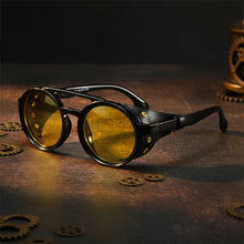 Load image into Gallery viewer, Retro Round Leather Frame Sunglasses – Vintage Fashion Eyewear