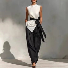 Load image into Gallery viewer, Women's Lace-Up Sleeveless Top & Wide-Leg Pants Set