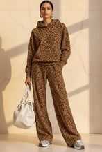 Load image into Gallery viewer, Women's Washed Leopard Print Oversized Hoodie & Wide-Leg Pants Set