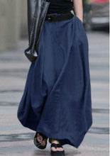 Load image into Gallery viewer, Women's High-Waist Flared Maxi Skirt – Solid Color Cotton Linen with Pockets