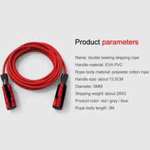 Load image into Gallery viewer, 3M Jump Skipping Ropes Cable Adjustable Speed Plastic Thick Double-bearing Skipping Rope Sports Fitness Professional Jump Rope Workout Rope Adjustable Length For Cardio Endurance Training Fitness
