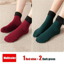 Load image into Gallery viewer, 3Pairs Female Winter Warm Thicken Thermal Soft Casual Solid Color Socks Wool Cashmere Home Snow Boots Velvet Home Floor Sock For Women