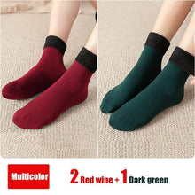 Load image into Gallery viewer, 3Pairs Female Winter Warm Thicken Thermal Soft Casual Solid Color Socks Wool Cashmere Home Snow Boots Velvet Home Floor Sock For Women