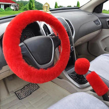 Load image into Gallery viewer, 3Pcs Set Winter Fashion Wool Fur Soft Furry Car Steering Wheel Covers 16 Colors Winter Universal Hand Brake Gear Cover Car Accessories