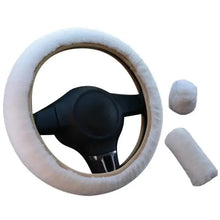 Load image into Gallery viewer, 3Pcs Set Winter Fashion Wool Fur Soft Furry Car Steering Wheel Covers 16 Colors Winter Universal Hand Brake Gear Cover Car Accessories