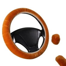 Load image into Gallery viewer, 3Pcs Set Winter Fashion Wool Fur Soft Furry Car Steering Wheel Covers 16 Colors Winter Universal Hand Brake Gear Cover Car Accessories