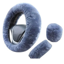 Load image into Gallery viewer, 3Pcs Set Winter Fashion Wool Fur Soft Furry Car Steering Wheel Covers 16 Colors Winter Universal Hand Brake Gear Cover Car Accessories