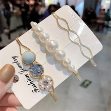 Load image into Gallery viewer, 3pcs/Set Fashion Hair Clips Women Girls Elegant Pearls Geometric Hairpin Sweet Hair Ornament Barrette Headband Hair Accessories For Women