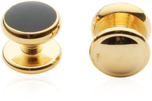 Load image into Gallery viewer, 4 Gold Black Shirt Studs