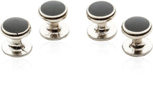 Load image into Gallery viewer, 4 Silver Black Shirt Studs