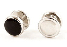 Load image into Gallery viewer, 4 Silver Black Shirt Studs