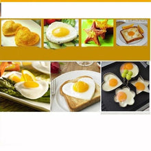 Load image into Gallery viewer, 4 Style Stainless Steel Egg Shaper Pancake Mould Omelette Mold Heart Shape Frying Egg Cooking Tool Kitchen Accessories Gadget Stainless Steel Fried Egg Ring Mold Omelette Pancake Rings Cute Shape Egg Mold Cooking Tools