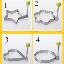 Load image into Gallery viewer, 4 Style Stainless Steel Egg Shaper Pancake Mould Omelette Mold Heart Shape Frying Egg Cooking Tool Kitchen Accessories Gadget Stainless Steel Fried Egg Ring Mold Omelette Pancake Rings Cute Shape Egg Mold Cooking Tools