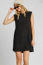 Load image into Gallery viewer, Round Neck Sleeveless High-Low Curved Hemline Mini Dress – Trendy High-Low Dress, Sleeveless Mini Dress, Curved Hemline Dress, Flattering Round Neck Dress, Chic High-Low Dress