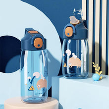 Load image into Gallery viewer, 400ml/550ml High Quality Material Kids Water Bottle With Straw Leak-Proof BPA Free Durable Plastic Drinking Bottle Cute Water Bottle with Sipper, Water Bottle for Kids Sipper Bottle for Kids - Anti-Leak Cartoon Kids Water Bottle for Kids