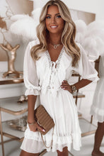 Load image into Gallery viewer, Women’s V Neck Spliced Chiffon Loose Casual Dress