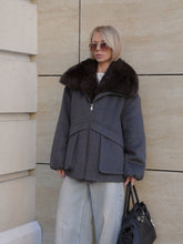 Load image into Gallery viewer, Rimini Genuine Fur Trim Wool Blend Parka in Graphite