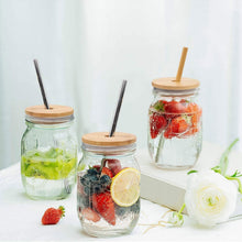 Load image into Gallery viewer, 🌿 Bamboo Mason Jar Lids with Straws – Leak-Proof, Reusable, and Eco-Friendly