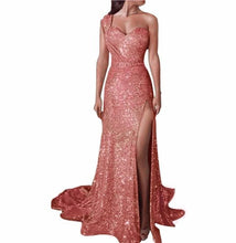 Load image into Gallery viewer, Women's Clothing One-shoulder Sleeveless Bronzing Split Dress