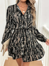 Load image into Gallery viewer, Dark Navy Printed Long Sleeve Mini Dress Elegant & Stylish Dress For Every Occasion