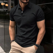 Load image into Gallery viewer, Summer Short Sleeve Polo Shirt Men Solid Color Button Lapel Button Top