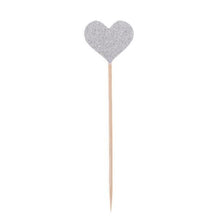 Load image into Gallery viewer, 40pcs/set Bling Heart Shape Insert Cards With Toothpick For Wedding Birthday Party Cute Lovely Gifts Cake Decorations Cocktail Picks Handmade Heart Shape Bamboo Toothpicks