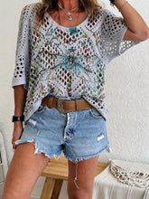 Load image into Gallery viewer, Women's Batwing-Sleeve Sweater – Hollowed-Out 3D Knitted Print Relaxed Fit