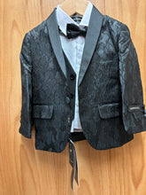 Load image into Gallery viewer, Kids World of USA Black Floral/Brocade Print 5-Piece Boy’s suit/tuxedo