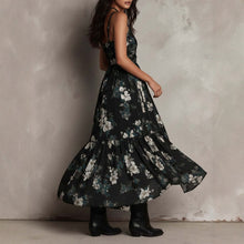 Load image into Gallery viewer, Printed Deep V-Neck Camisole Maxi Dress – High-Waist High-Slit Vacation Dress for Women