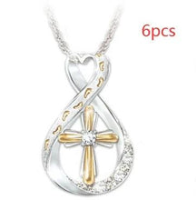Load image into Gallery viewer, Mandotos Cross Footprint Diamond Pendant Two Tone Necklace