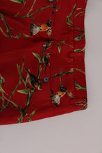 Load image into Gallery viewer, Dolce & Gabbana Red Silk Bird Print Dress Pants
