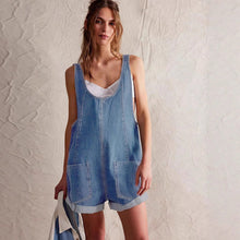 Load image into Gallery viewer, Women's Loose Denim Overall Shorts – Summer Streetwear Bib Shorts