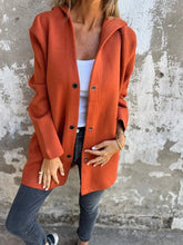 Load image into Gallery viewer, MANDOTOS Hooded Cardigan Single-Breasted Loose Red Jacket