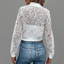 Load image into Gallery viewer, Women's Elegant Lace Short Zip-Up Long Sleeve Jacket Spring Fall Top
