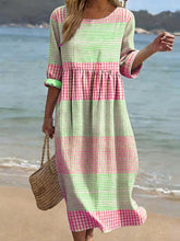 Load image into Gallery viewer, Women's Plus-Size Patchwork Maxi Dress – Relaxed Fit Casual Skirt
