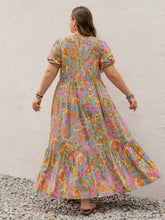 Load image into Gallery viewer, Plus Size Printed V-Neck Short Sleeve Maxi Dress Elegant & Flowy Summer Dress For Girls