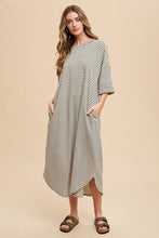Load image into Gallery viewer, Striped Round Neck Midi Dress Soft & Stylish Classic Design Long Dress