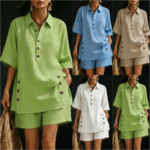 Load image into Gallery viewer, Short-Sleeve Shirt & Loose Pants Two-Piece Set – 4 Colors, S–5XL