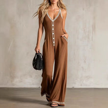 Load image into Gallery viewer, Women's V-Neck Backless Wide-Leg Jumpsuit – High Waist Casual