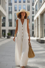 Load image into Gallery viewer, Women's Sleeveless Wide-Leg Jumpsuit – Button Pockets