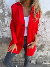 Load image into Gallery viewer, MANDOTOS Hooded Cardigan Single-Breasted Loose Red Jacket