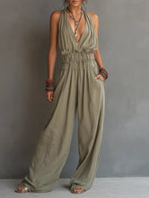 Load image into Gallery viewer, Women's V-Neck Halter Jumpsuit – Sleeveless Open Back Waist-Cinching