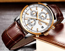 Load image into Gallery viewer, Men's Waterproof Watch With Chronometers Date Display And Fluorescent Pointers Excellent Look Perfect Gift