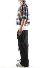 Load image into Gallery viewer, SUIFU Washed Flannel Crop Top Button Down Shirt
