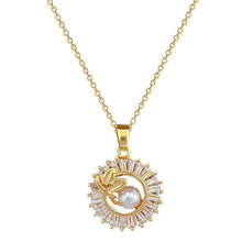 Load image into Gallery viewer, Fashion Jewelry Square Full Diamond Personalized Round Ring Leaves Necklace And Earrings Suite